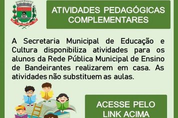 Educação Municipal disponibiliza link para atividades complementares para alunos da rede