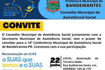 14ª Conferência Municipal de Assistência Social acontece amanhã