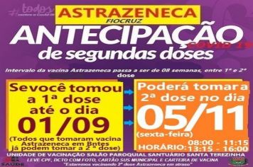 ANTECIPAÇÃO 2ª DOSE ASTRAZENECA VACINADOS EM 01/09/21