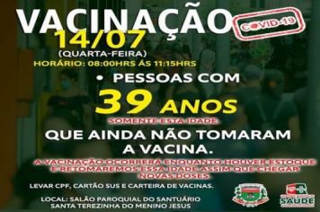 VACINAÇÃO COVID-19: APENAS 39 ANOS QUE NÃO TOMARAM A VACINA