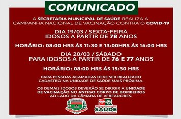 Vacinação contra a COVID-19 para 76 anos ou mais