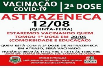2ª DOSE  ASTRAZENECA VACINADOS EM 20/05/21