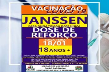 REFORÇO VACINA JANSSEN ACIMA DE 18 ANOS.