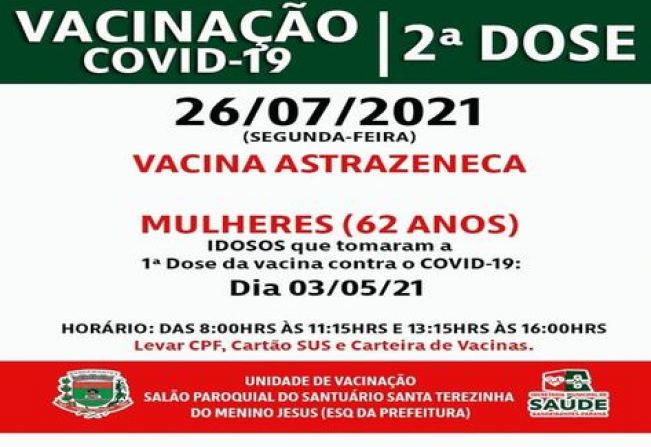 2º DOSE VACINA ASTRAZENECA