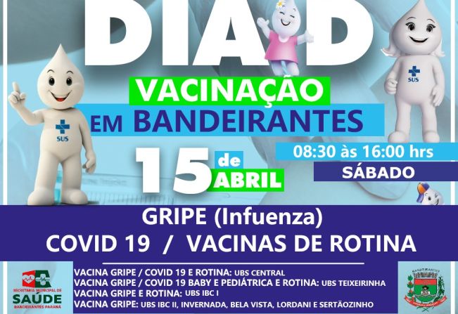 Dia D da Vacinação será neste sábado dia 15 de Abril