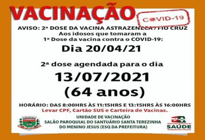 2º DOSE VACINA ASTRAZENICA