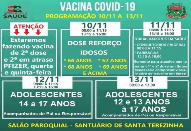 CALENDÁRIO DE VACINAÇÃO COVID-19: 10 A 13/11