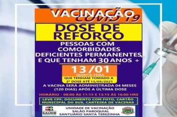 DOSE DE REFORÇO COMORBIDADES OU DEFICIENTES PERMANENTES COM 30 ANOS OU +!!