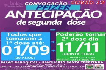 ANTECIPAÇÃO 2ª DOSE PFIZER PARA VACINADOS EM 01/09/21