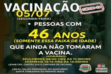 VACINAÇÃO PESSOAS COM  46 ANOS