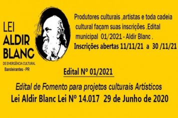 EDITA DE  APOIO AO SETOR CULTURAL E FOMENTO A CULTURA 