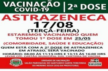 2º DOSE ASTRAZENECA VACINADOS EM 25/05/2021