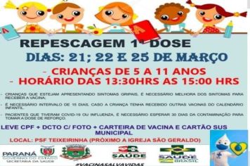 REPESCAGEM 1º DOSE INFANTIL DE 5 A 11 ANOS