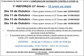 3ª DOSE (REFORÇO) PARA MAIORES DE 12 ANOS