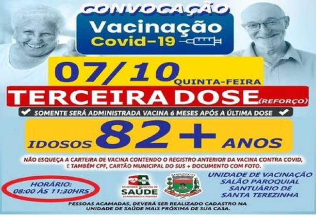 DOSE DE  REFORÇO PARA MAIORES DE 82 ANOS