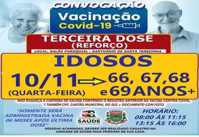3ª DOSE (REFORÇO) PARA MAIORES DE 66 ANOS