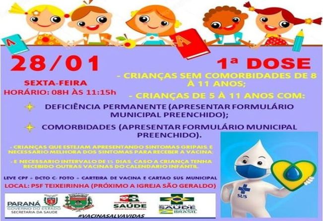 VACINAÇÃO CRIANÇAS 05 À 11 ANOS
