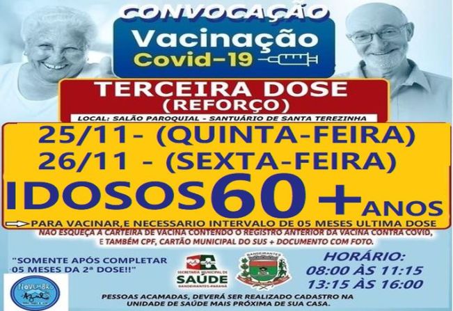 DOSE DE REFORÇO PARA IDOSOS MAIORES DE 60 ANOS.