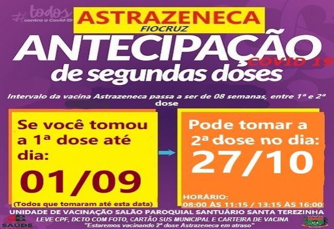ANTECIPAÇÃO DE 2ª DOSE ASTRAZENECA