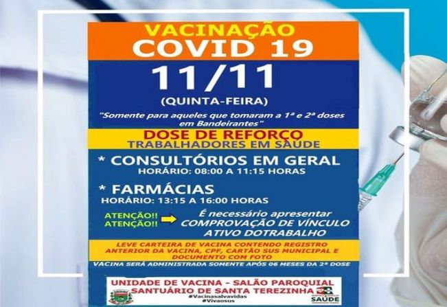 DOSE DE REFORÇO PARA TRABALHADORES EM SAÚDE
