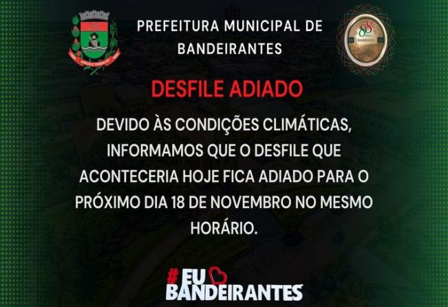 DESFILE ADIADO!