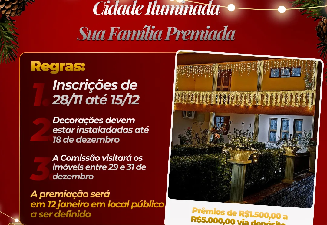 CONCURSO “CIDADE ILUMINADA, SUA FAMÍLIA PREMIADA 2025”