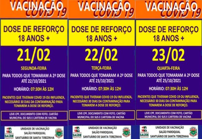 DOSE DE REFORÇO PARA MAIORES DE 18 ANOS