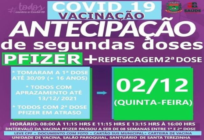 ANTECIPAÇÃO E REPESCAGEM VACINAÇÃO DE 2ª DOSE FIZER!