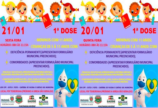 VACINAÇÃO CRIANÇAS 05 À 11 ANOS (COMORBIDADES E DEFICIENTES)