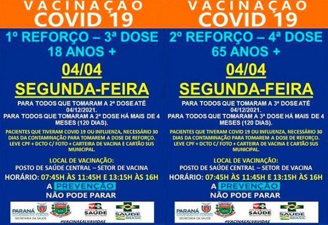 DOSE DE REFORÇO: 3º E 4º DOSE